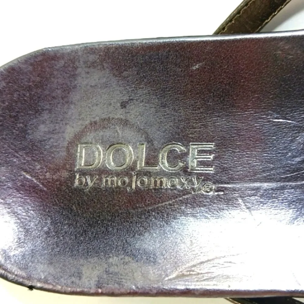 Mojo Moxy Dolce Metallic Silver Thong Sandals with Rhinstone Strap Womans 8.....